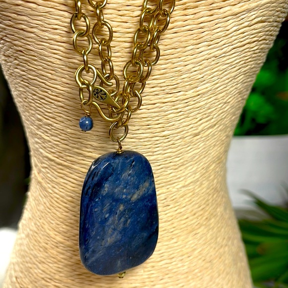 Barse Studio Thailand necklace pendant Dumortierite gold - Picture 4 of 8